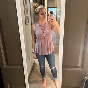 Express Lace-up Front Top